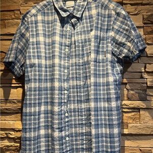 Columbia Blue and White Plaid Men's Shirt
